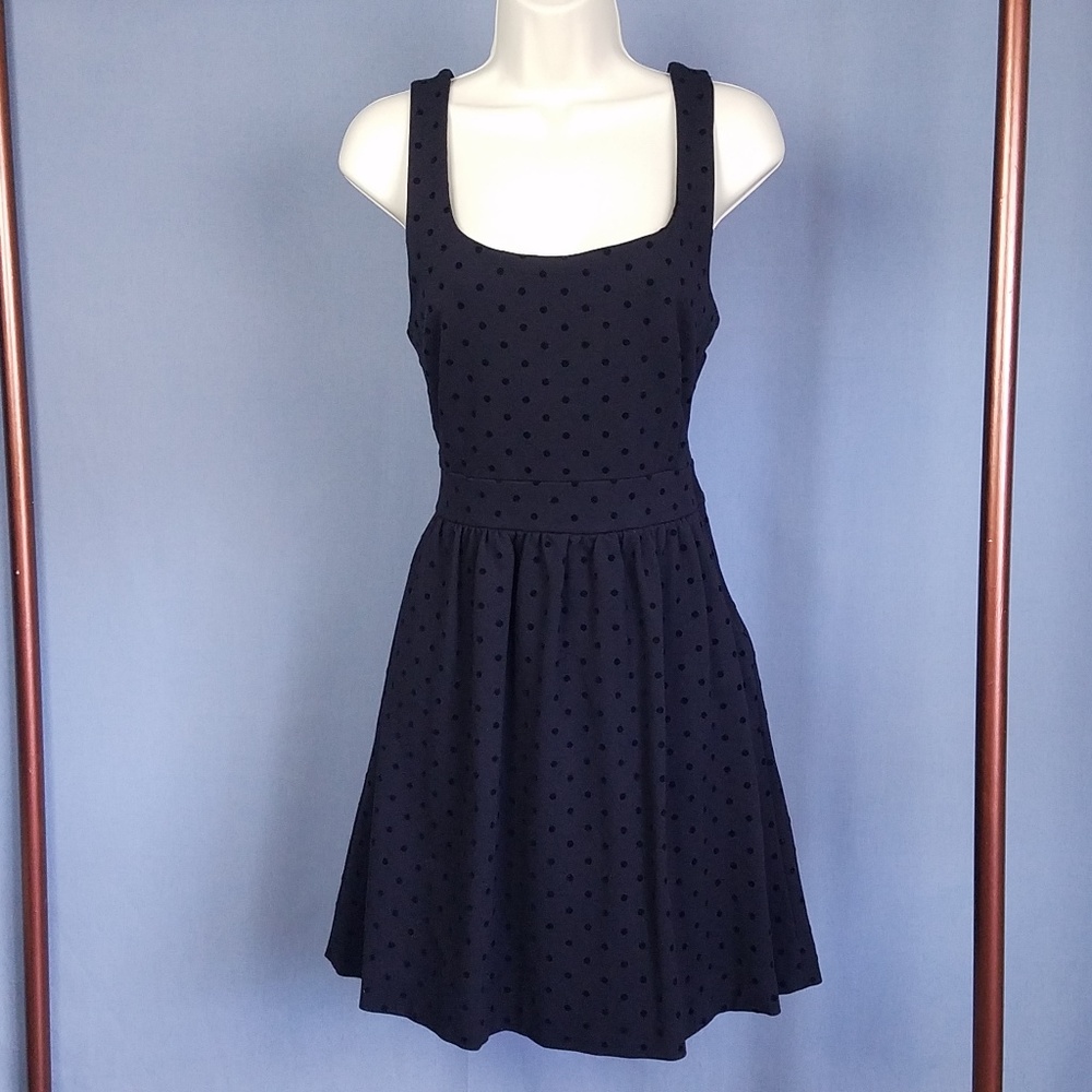 Madewell Black Velvet Polka Dot Sleeveless Dress